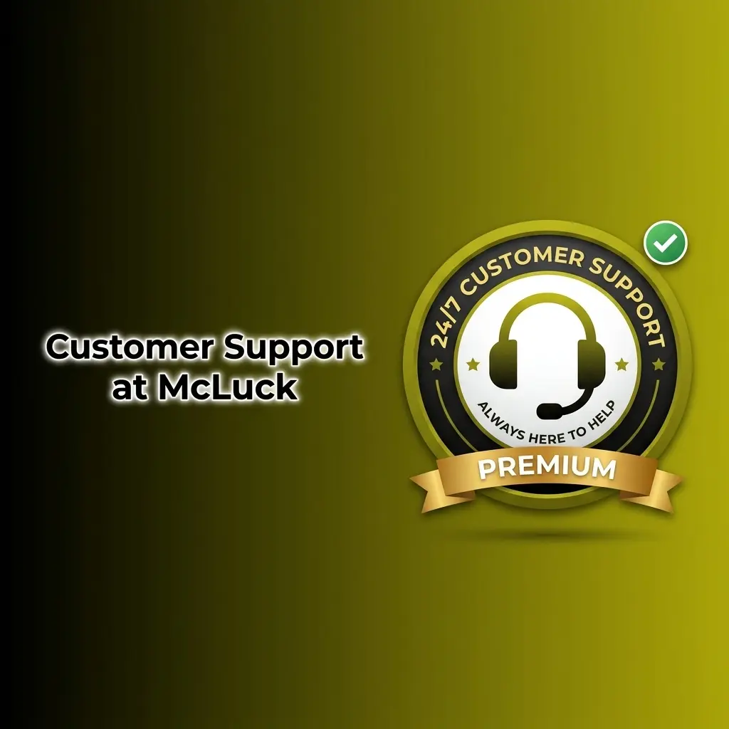 McLuck customer support channels including 24/7 live chat, email, and FAQ center for US players