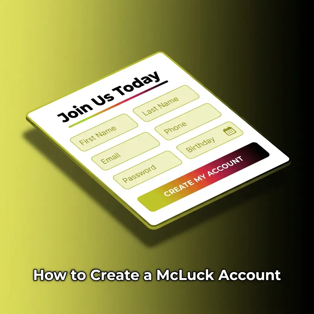 McLuck account registration form showing sign-up steps to claim GC 7,500 and FREE SC 2.5 welcome bonus