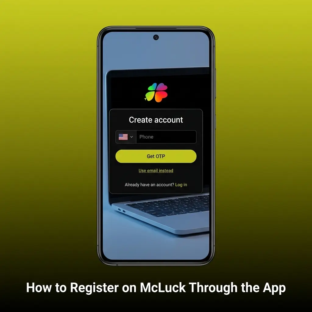 McLuck app registration screen showing Sign Up process to claim GC 7,500 and FREE SC 2.5 welcome bonus