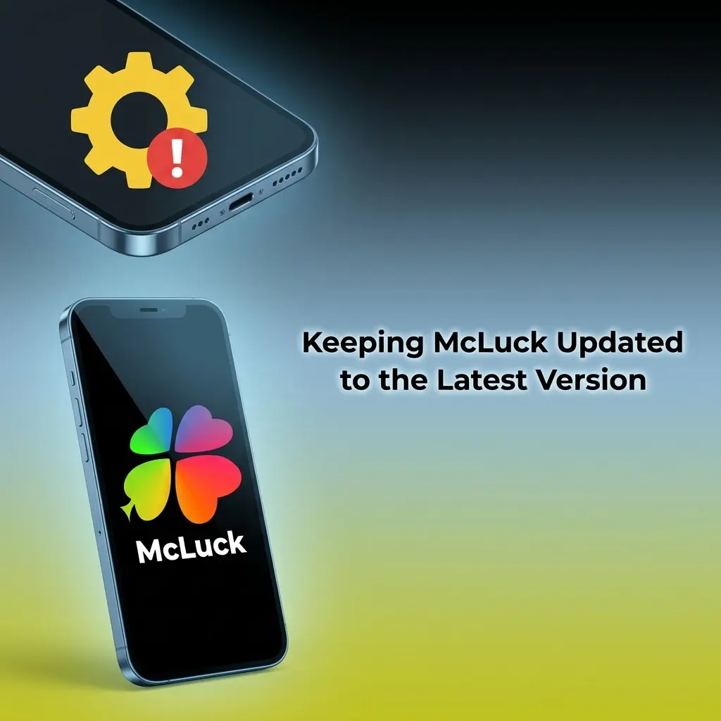 McLuck app update process shown on Android and iOS devices with APK download and PWA refresh steps