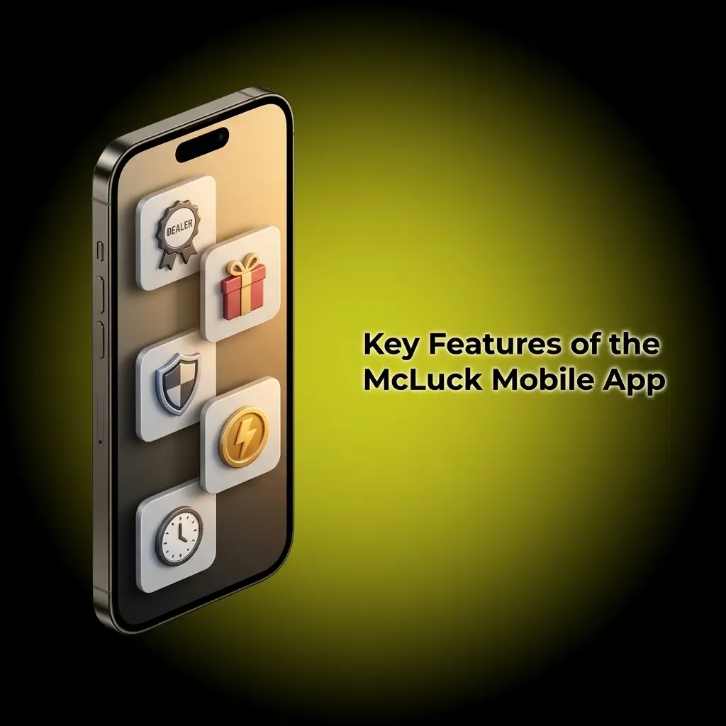 McLuck mobile app key features including social casino games, sportsbook, daily bonuses, and Face ID login for US players