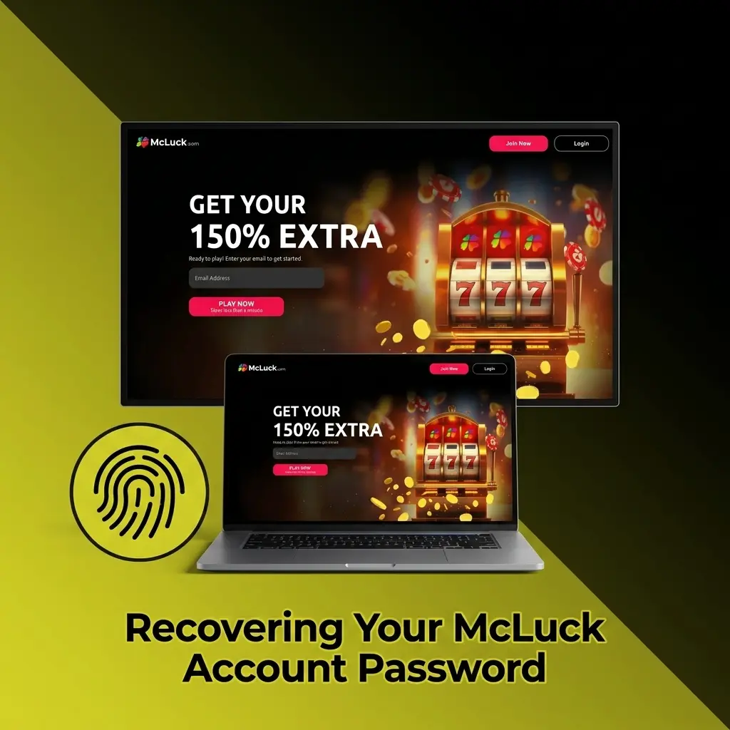 McLuck account password reset steps showing login page, forgot password link, email verification, and new password creation process