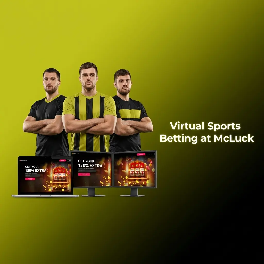Virtual sports betting at McLuck featuring simulated soccer, horse racing, basketball, and greyhound racing games